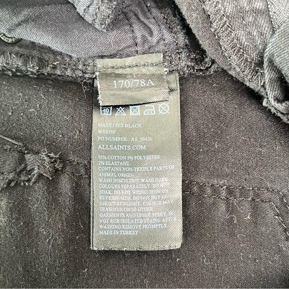 All Saints Jeans Women's 31 Black Mast Skinny Denim  Black Size 31x28 - Picture 10 of 10